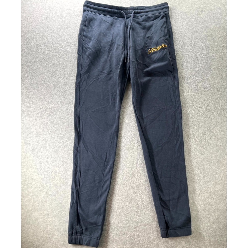 Hollister VTG Y2K Sweatpants Men Large Blue Fleece Lined Embroidered Script Logo